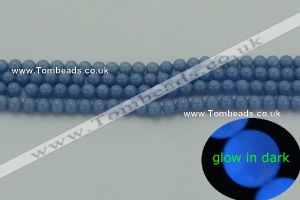 CLU101 15.5 inches 6mm round blue luminous stone beads