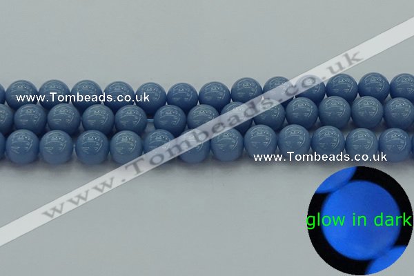 CLU104 15.5 inches 12mm round blue luminous stone beads