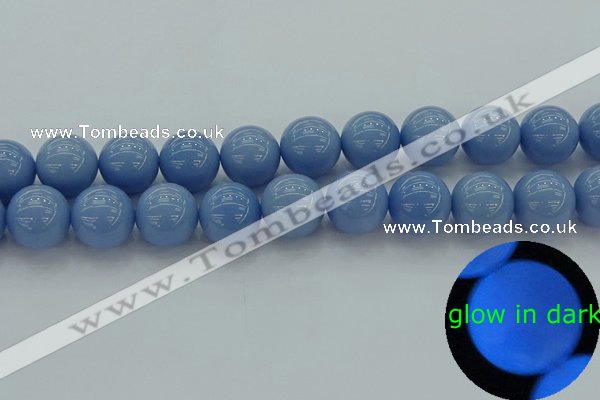 CLU107 15.5 inches 18mm round blue luminous stone beads