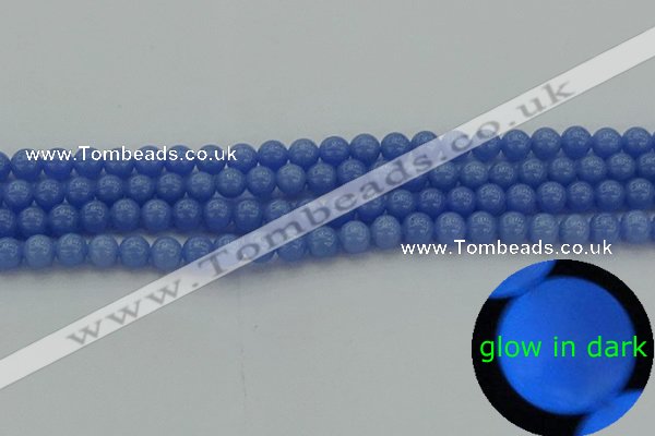 CLU110 15.5 inches 4mm round blue luminous stone beads