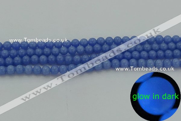CLU111 15.5 inches 6mm round blue luminous stone beads
