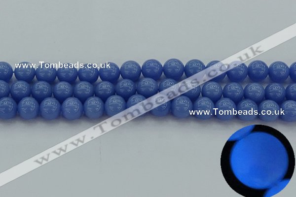 CLU113 15.5 inches 10mm round blue luminous stone beads