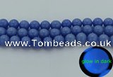 CLU115 15.5 inches 14mm round blue luminous stone beads