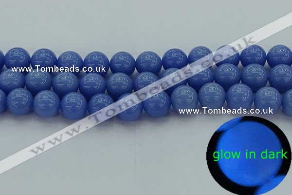 CLU115 15.5 inches 14mm round blue luminous stone beads