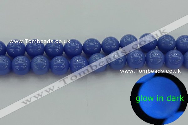 CLU116 15.5 inches 16mm round blue luminous stone beads