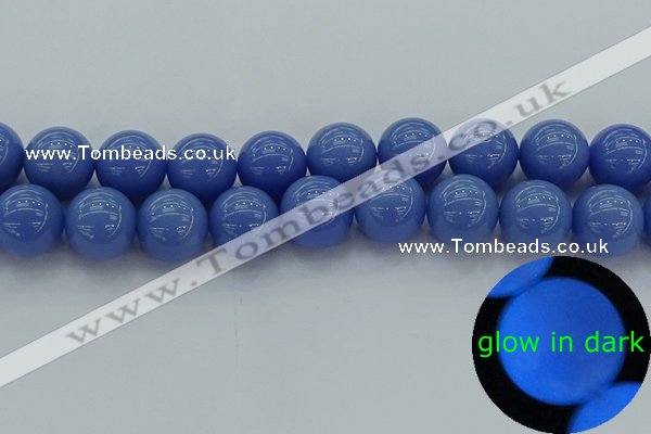 CLU117 15.5 inches 18mm round blue luminous stone beads