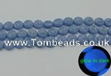 CLU132 15.5 inches 12mm flat round blue luminous stone beads