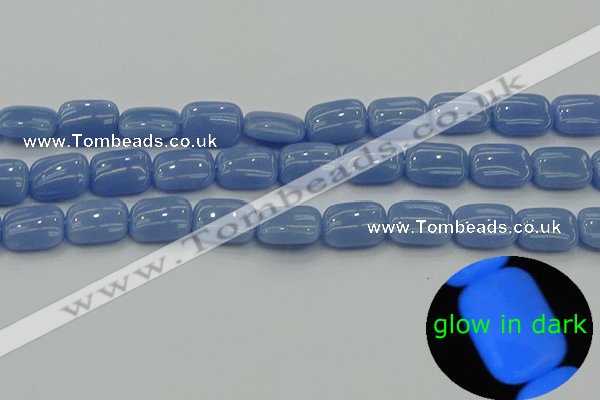 CLU161 15.5 inches 10*14mm rectangle blue luminous stone beads