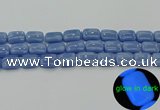 CLU162 15.5 inches 12*16mm rectangle blue luminous stone beads