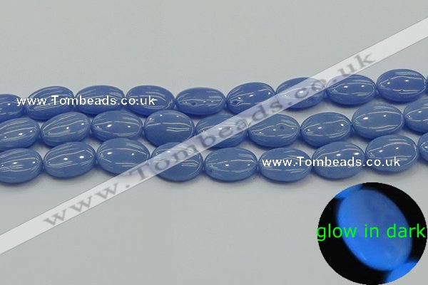 CLU183 15.5 inches 13*18mm oval blue luminous stone beads