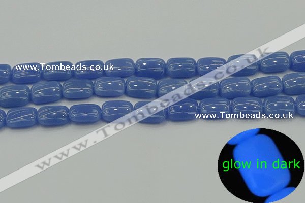 CLU201 15.5 inches 10*14mm rectangle blue luminous stone beads