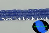 CLU202 15.5 inches 12*16mm rectangle blue luminous stone beads