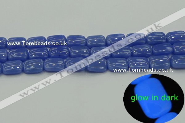 CLU202 15.5 inches 12*16mm rectangle blue luminous stone beads