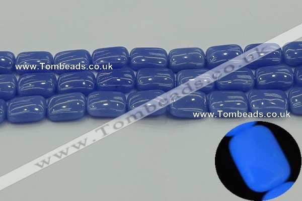 CLU204 15.5 inches 15*20mm rectangle blue luminous stone beads