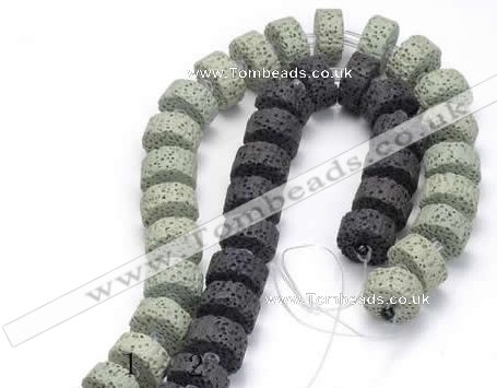 CLV05 14 inches 7*15mm flat round natural lava beads wholesale