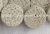 CLV17 14 inches 6*21mm coin milk white natural lava loose beads