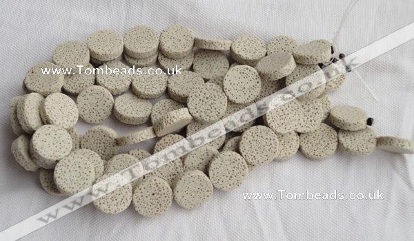 CLV17 14 inches 6*21mm coin milk white natural lava loose beads