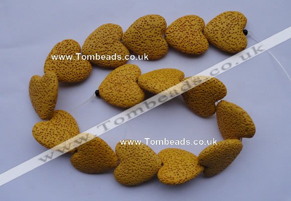 CLV18 15 inches 8*27mm heart yellow natural lava beads strand wholesale