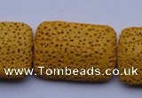 CLV19 15 inches 19*28mm rectangle yellow natural lava beads wholesale