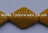 CLV20 15 inches 22*32mm rhombus yellow natural lava beads wholesale