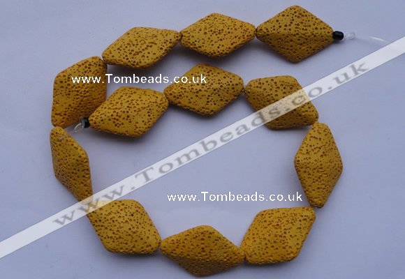 CLV20 15 inches 22*32mm rhombus yellow natural lava beads wholesale