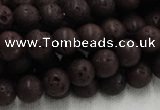 CLV203 15.5 inches 12mm round coffee natural lava beads wholesale