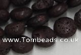 CLV208 15.5 inches 16mm flat round coffee natural lava beads wholesale