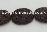 CLV210 15.5 inches 40*50mm oval coffee natural lava beads wholesale