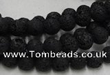 CLV211 15.5 inches 6mm round black natural lava beads wholesale