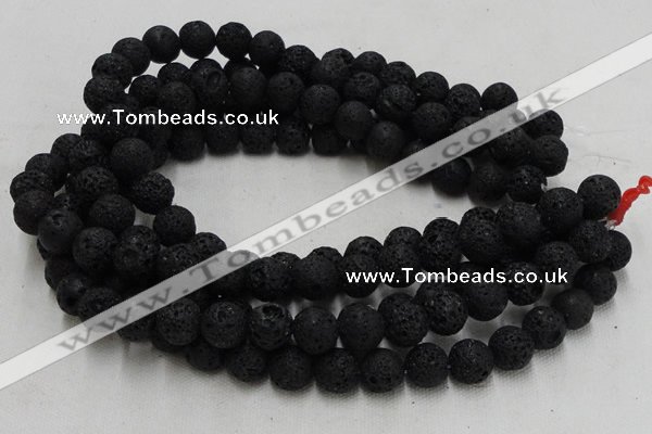 CLV213 15.5 inches 10mm round black natural lava beads wholesale