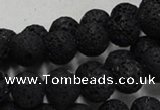 CLV214 15.5 inches 12mm round black natural lava beads wholesale