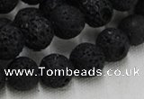 CLV215 15.5 inches 14mm round black natural lava beads wholesale