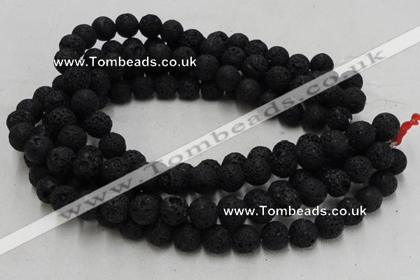 CLV215 15.5 inches 14mm round black natural lava beads wholesale