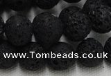 CLV216 15.5 inches 16mm round black natural lava beads wholesale