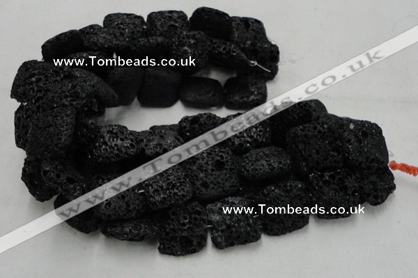 CLV218 15.5 inches 30*30mm square black natural lava beads wholesale