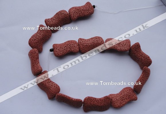 CLV22 15 inches 19*30mm marquise red natural lava beads wholesale