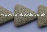 CLV23 15 inches 22*26mm triangle milk white natural lava beads wholesale