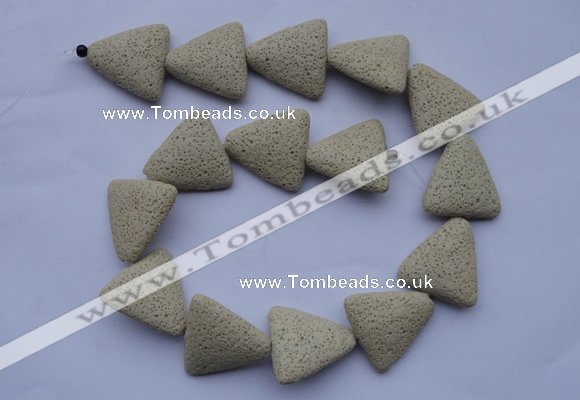 CLV23 15 inches 22*26mm triangle milk white natural lava beads wholesale