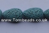 CLV24 15.5 inches 13*19mm teardrop blue natural lava beads wholesale