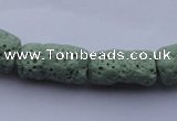 CLV27 15.5 inches 10*18mm column shape green natural lava beads wholesale