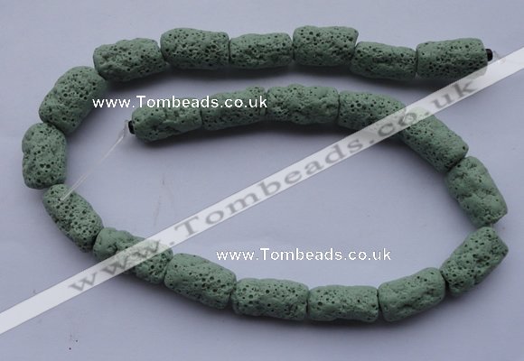 CLV27 15.5 inches 10*18mm column shape green natural lava beads wholesale