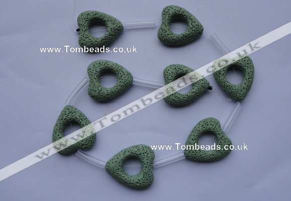CLV29 15.5 inches 27*29mm heart green natural lava beads wholesale