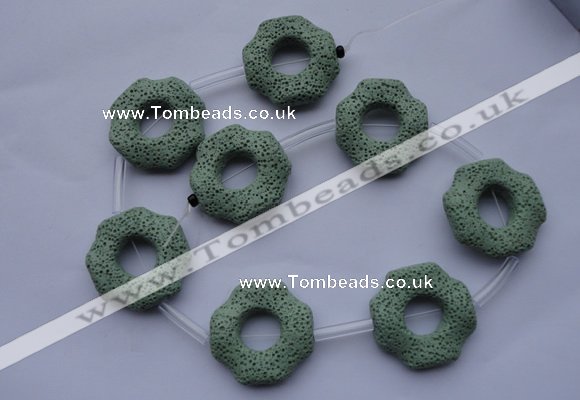 CLV30 15.5 inches 32*32mm octagon green natural lava beads wholesale