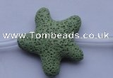 CLV33 16 inches 11*38mm star green natural lava beads wholesale