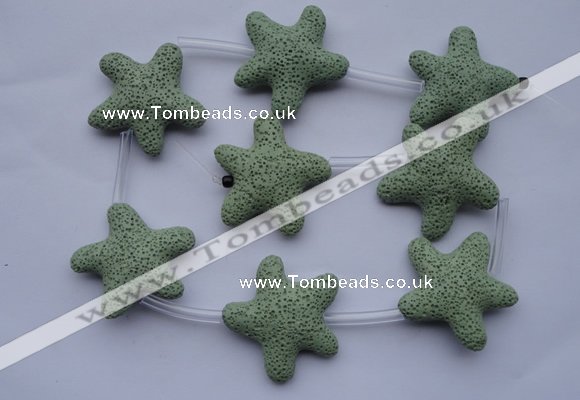 CLV33 16 inches 11*38mm star green natural lava beads wholesale