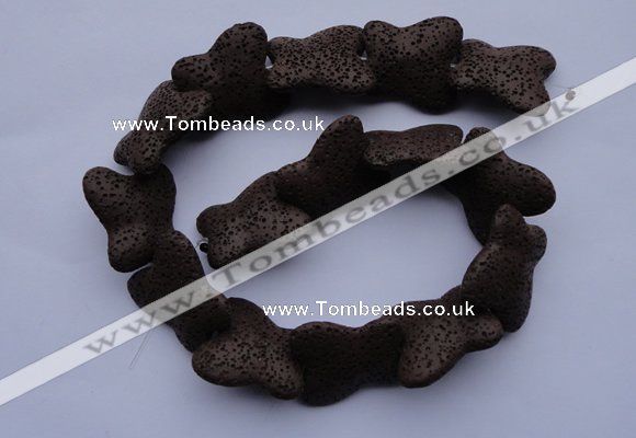 CLV34 15 inches 26*28mm butterfly-shaped chocolate natural lava beads