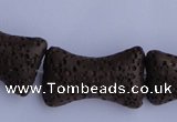 CLV35 15.5 inches 12*20mm pillow-shaped chocolate natural lava beads