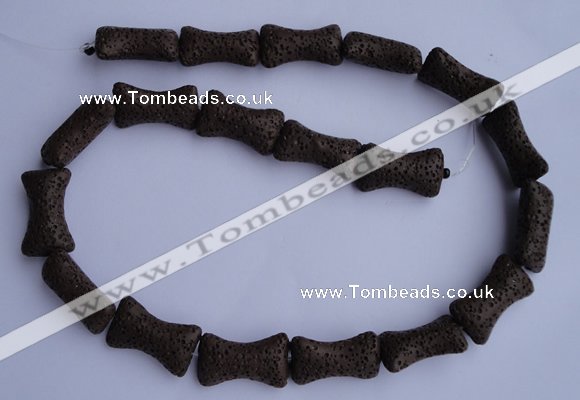 CLV35 15.5 inches 12*20mm pillow-shaped chocolate natural lava beads