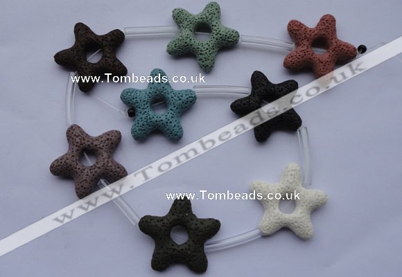 CLV36 16 inches 8*33mm star multicolor natural lava beads wholesale