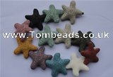 CLV37 14 inches 10*36mm star multicolor natural lava beads wholesale